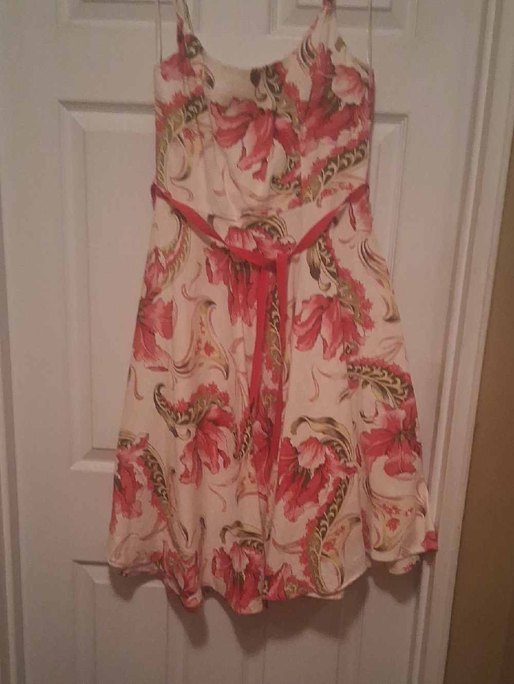 Mario Balthasar Floral Spaghetti Strap Sundress with Red Belt Size 4